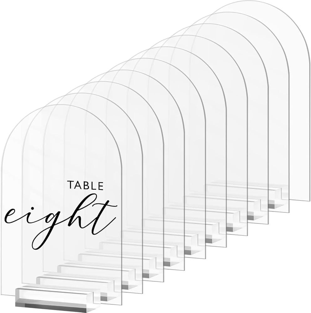 5x7 Inch Clear Arch Acrylic Sign with Stand-10 Pack Clear Blank Arched Acrylic Sheets with Holder... | Amazon (US)