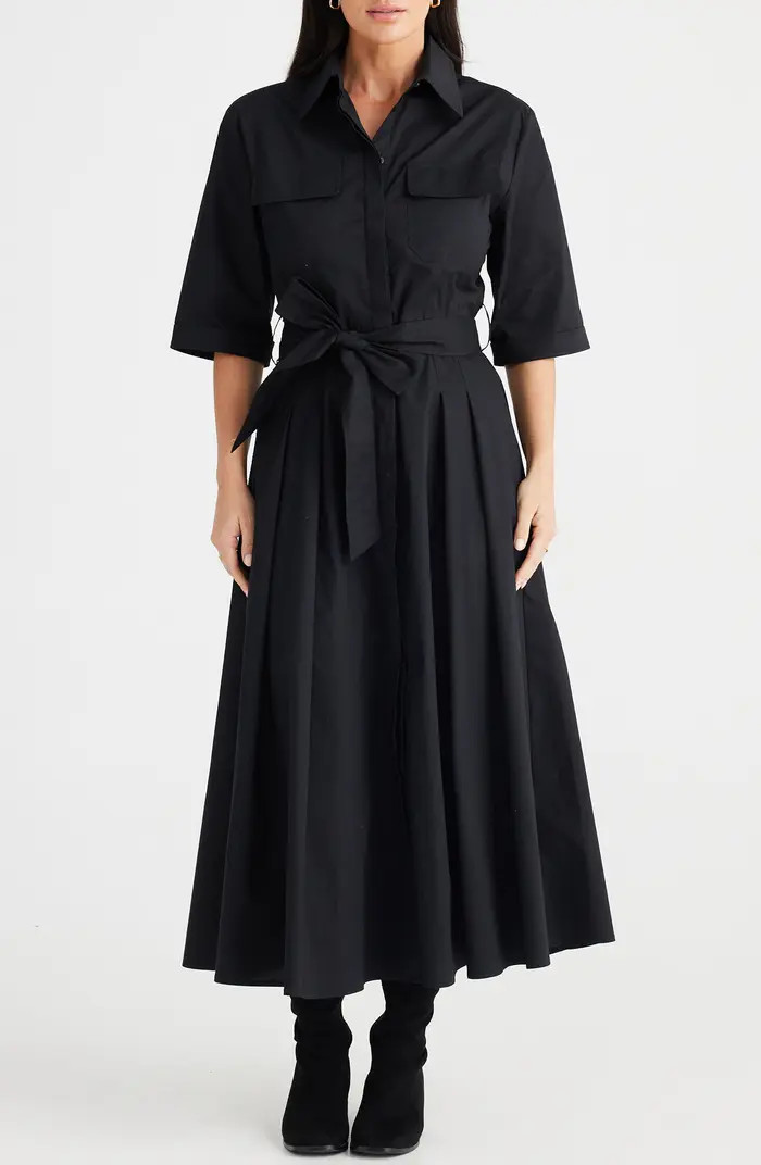 Brave+True Rossellini Pleated Cotton Shirtdress | Nordstrom | Nordstrom