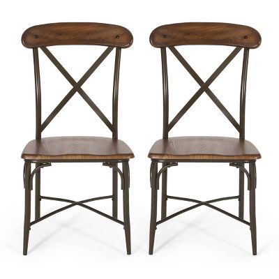 2pk Stroble Farmhouse Crossback Dining Chairs Dark Brown/Espresso - Christopher Knight Home | Target