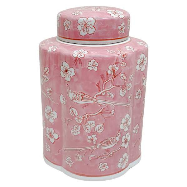 Pink Ceramic Ginger Jar, 12", sold by At Home | At Home