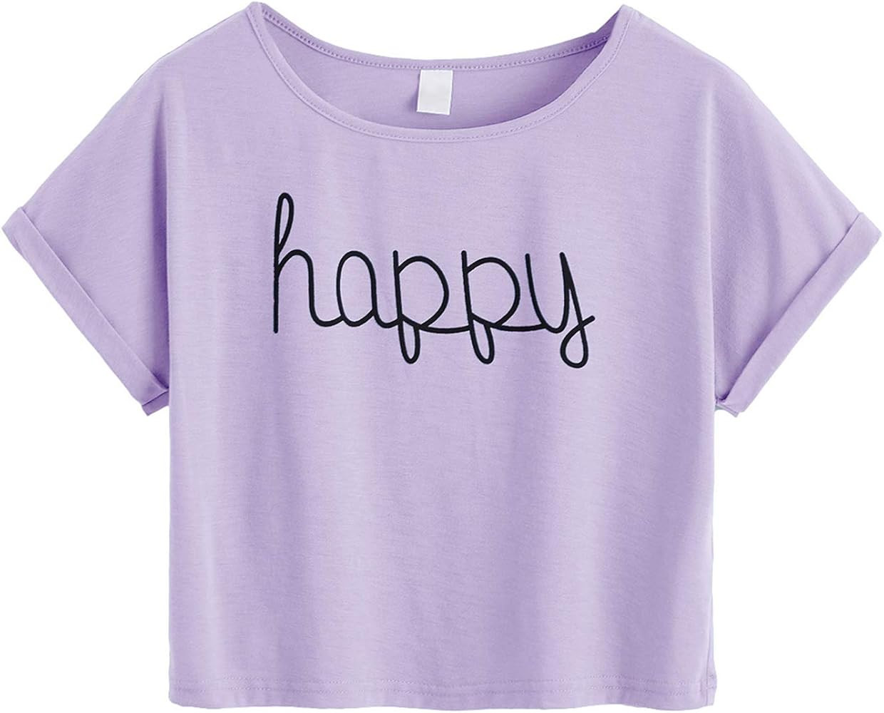 SweatyRocks Women's Short Sleeve Tie Dye Letter Print Crop Top T Shirt | Amazon (US)