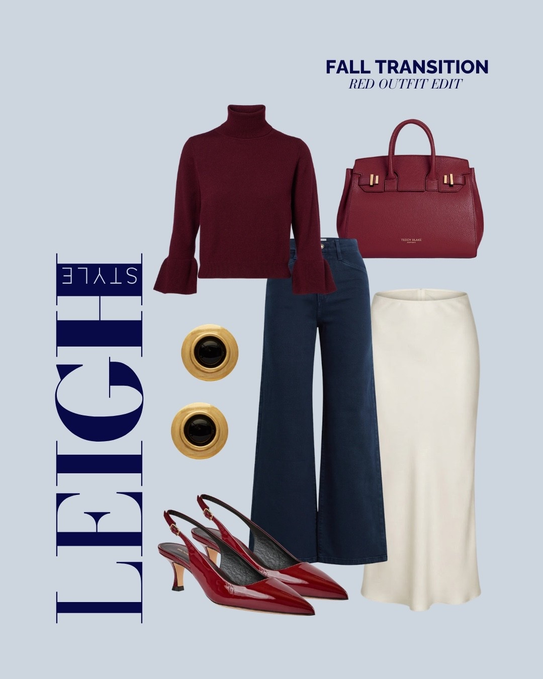 Red is having its fall moment ❤️ A chic pop of color with classic, polished pieces.

red fall outfit, fall color trends, red outfit ideas, fall transition outfit, chic fall style, red sweater outfit, red accessories, slingback heels, wide leg jeans, satin skirt outfit, elevated fall fashion, women’s fall outfits, classy fall style

#LTKSeasonal #LTKootd
