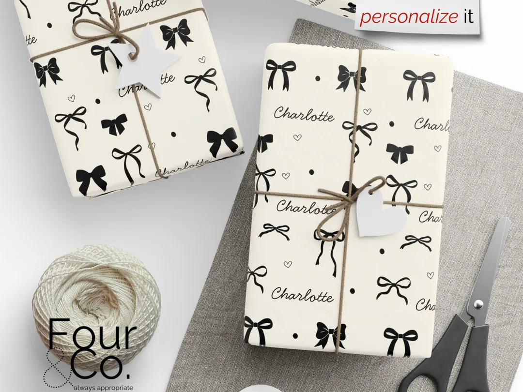 Personalized Name Wrapping Paper, Custom Wrapping Paper, Coquette Gift Wrap - Etsy | Etsy (US)