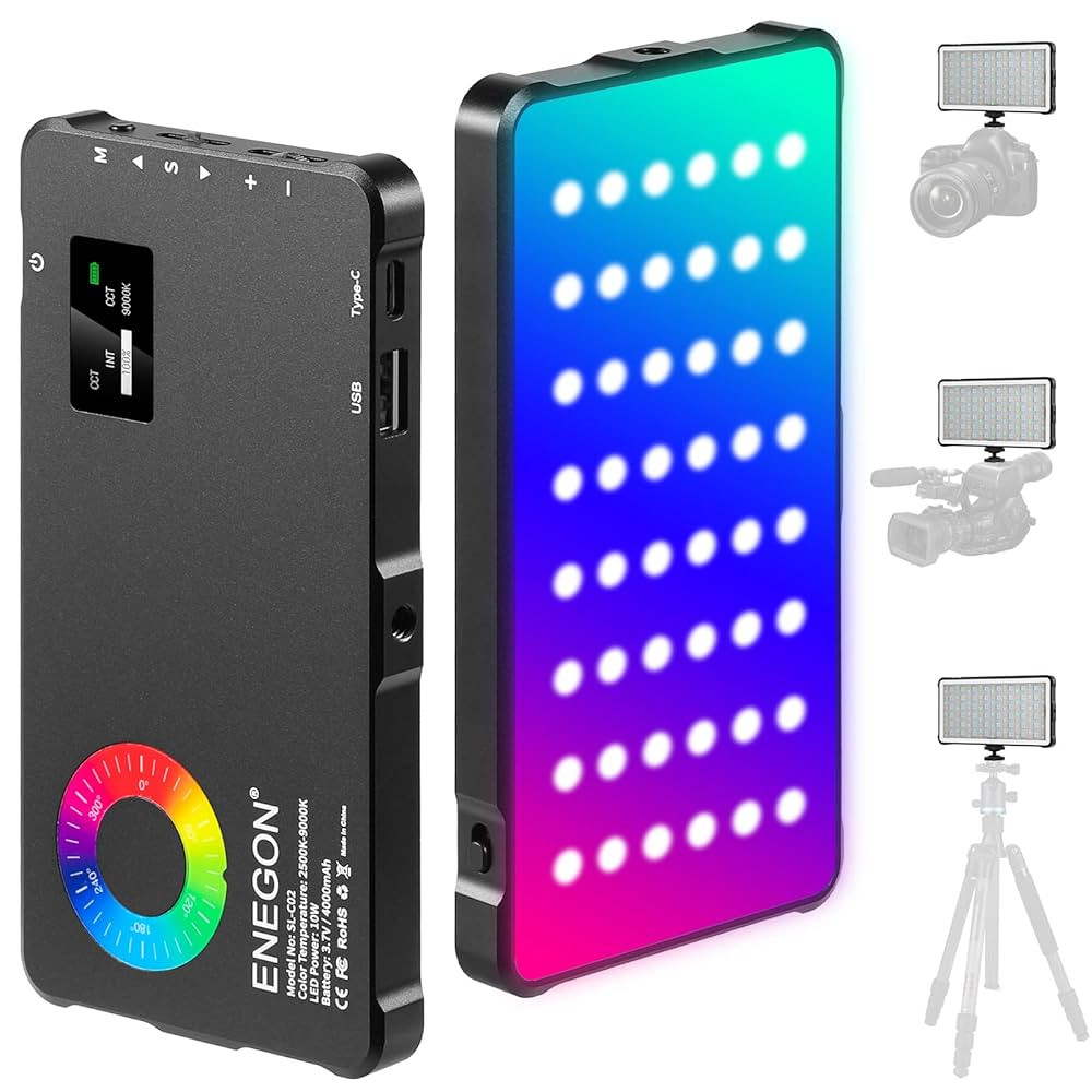 ENEGON RGB Video Light, Built-in 4000mAh Rechargeable Battery LED Camera Light Full Color 24 Comm... | Amazon (US)