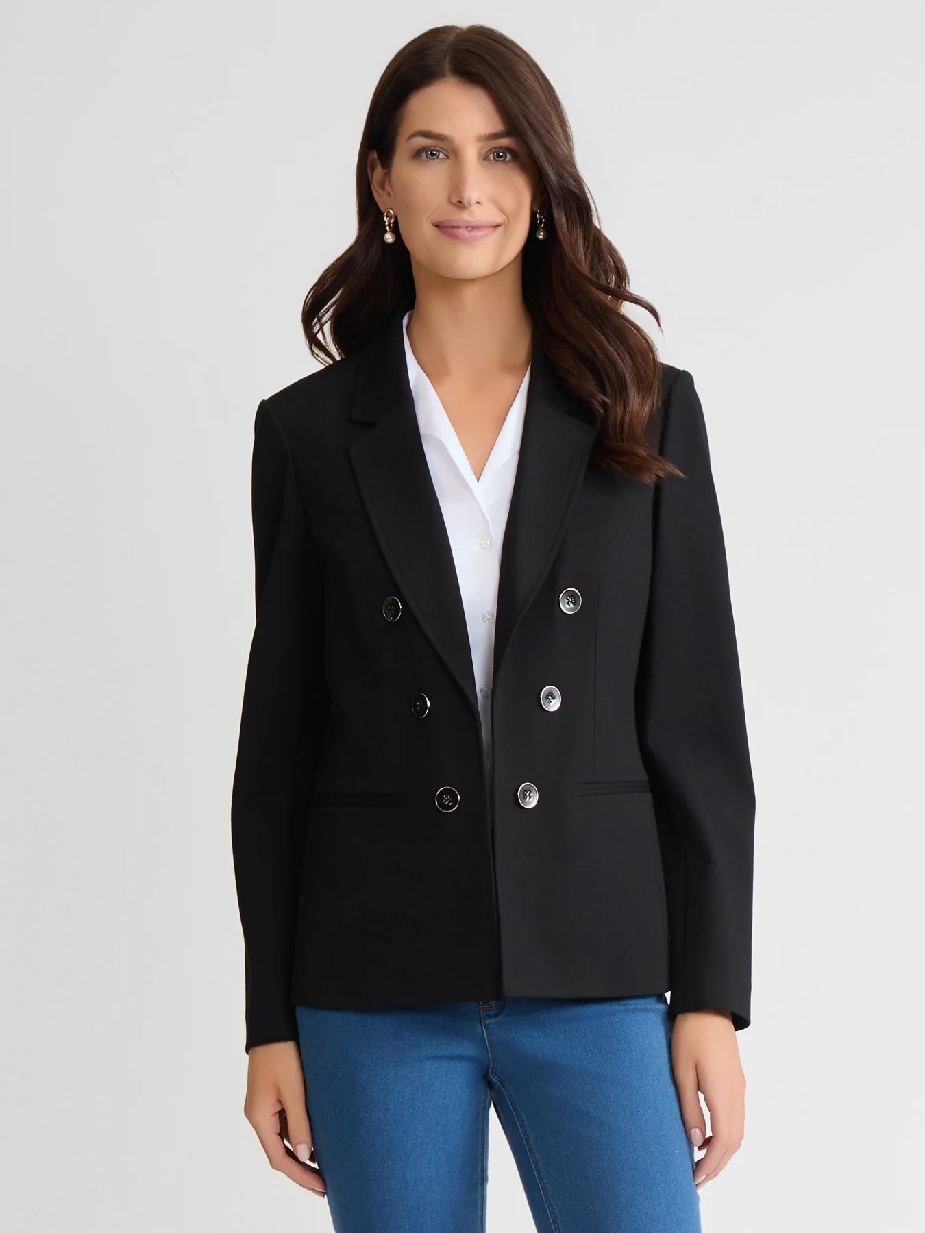 Faux Double Breasted Jacket, Modern Compression | Jones New York