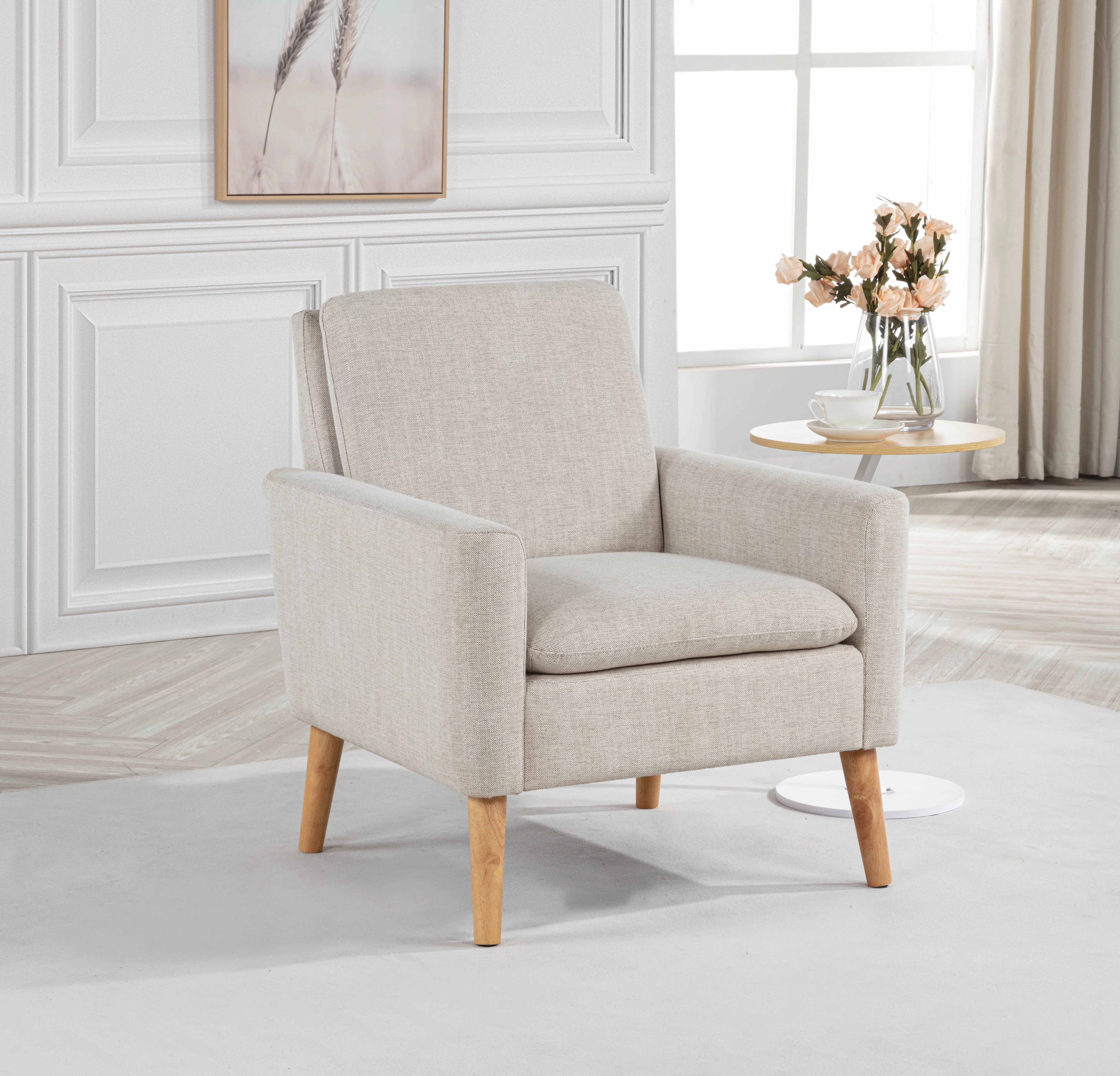 Mainstays Round Arm Accent Chair, Ivory Linen | Walmart (US)