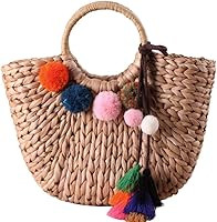 Summer Rattan Bag for Women Straw Hand-woven Top-handle Handbag Beach Sea Straw Rattan Tote Clutc... | Amazon (US)