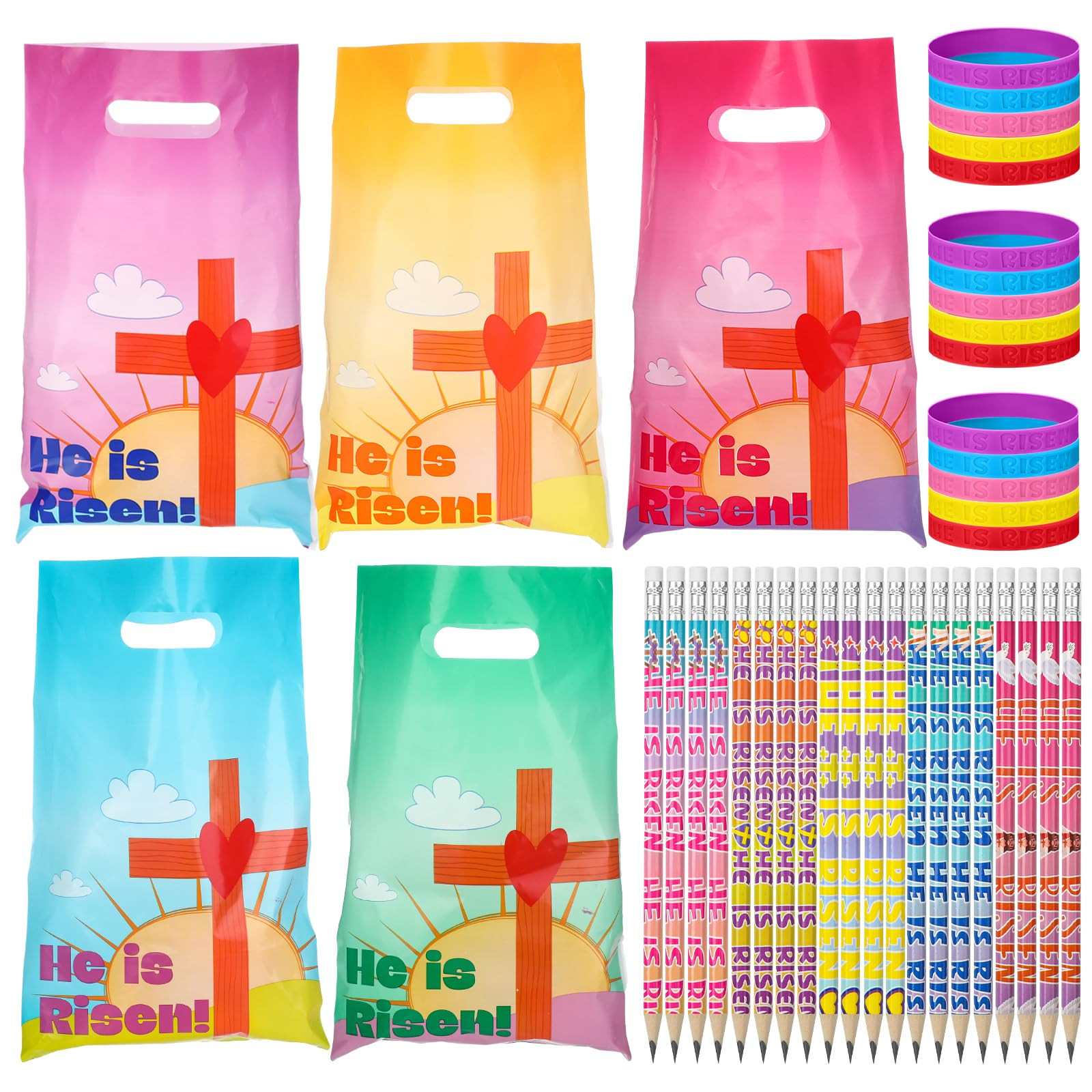 Ireer 180 Pcs Easter Party Favors He Is Risen Favors Set Includes 60 Pcs Plastic Easter Goody Bag... | Amazon (US)