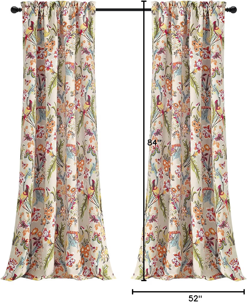 Lush Decor Dolores Light Filtering Window Panels, Pair, 52" W x 84" L, Neutral & Multi - Floral C... | Amazon (US)