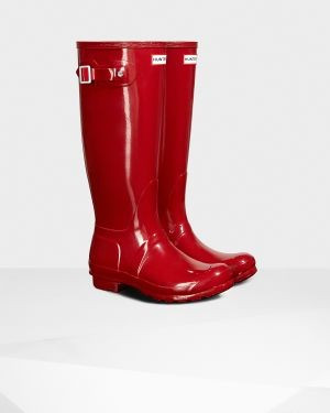 Women's Original Tall Gloss Rain Boots: Military red | Hunter (US and CA)