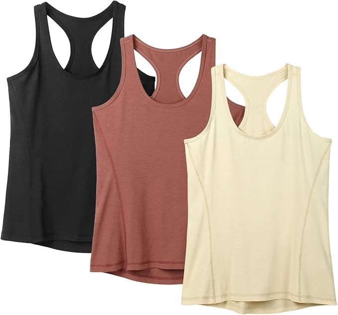 icyzone Womens' Racerback Workout Athletic Running Tank Tops (Pack of 3) | Amazon (US)