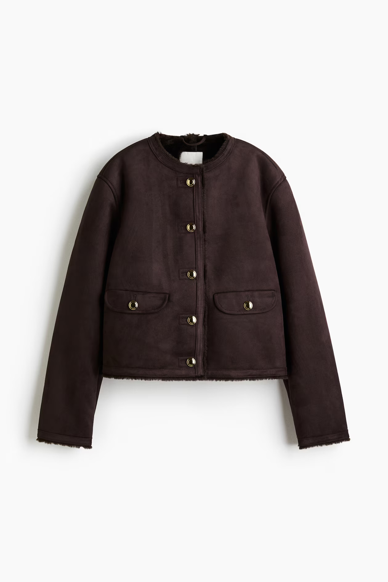 Pile-Lined Jacket - Dark brown - Ladies | H&M US | H&M (US + CA)