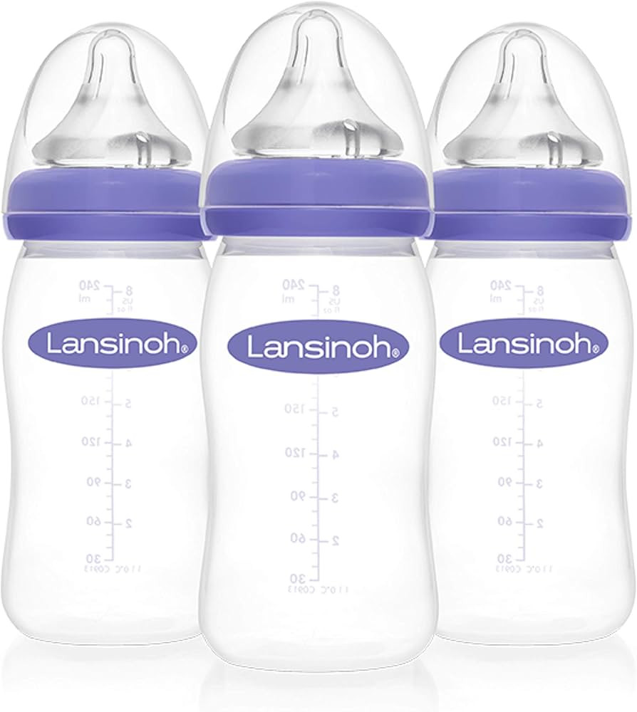 Lansinoh Anti-Colic Baby Bottles for Breastfeeding Babies, 8 Ounces, 3 Count, Includes 3 Medium F... | Amazon (US)