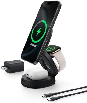 Belkin MagSafe Charger Compatible, 3-in-1 Qi2 15W Wireless Charging Station, Convertible Wireless... | Amazon (US)