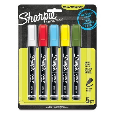 Sharpie 5pk Wet Erase Chalk Markers Medium Point | Target