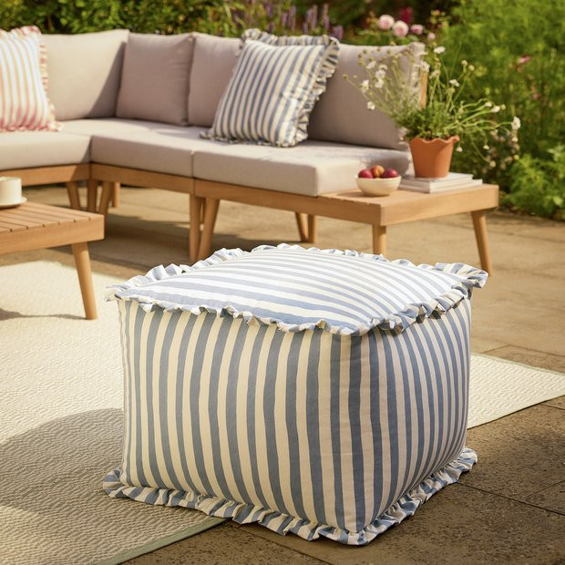 Buy Habitat Blue and White Stripe Pouffe | Footstools | Argos | argos.co.uk