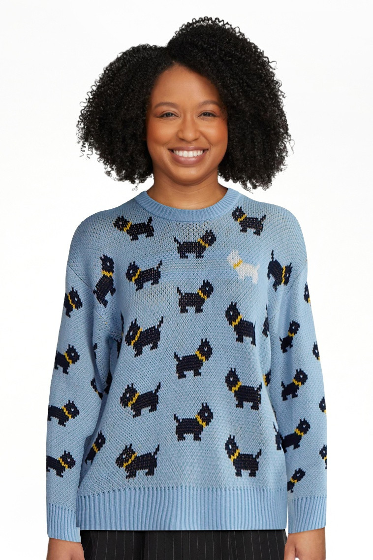 Netflix Stranger Things Scottie Dog Sweater from No Boundaries, Women's and Women’s Plus | Walmart (US)