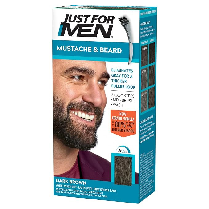 JUST FOR MEN Mustache & Beard Dye, Keratin, Dark Brown M-45, (1 Pack) | Amazon (US)