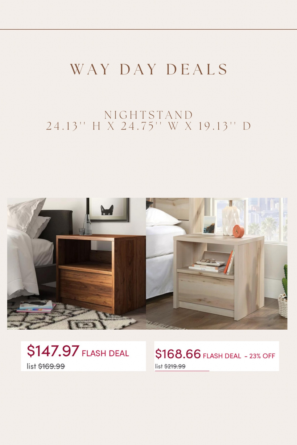 Best price I’ve seen for these beautiful open shelf nightstands! No hardware, so you can always add handles or knobs to really make it unique to your room! 