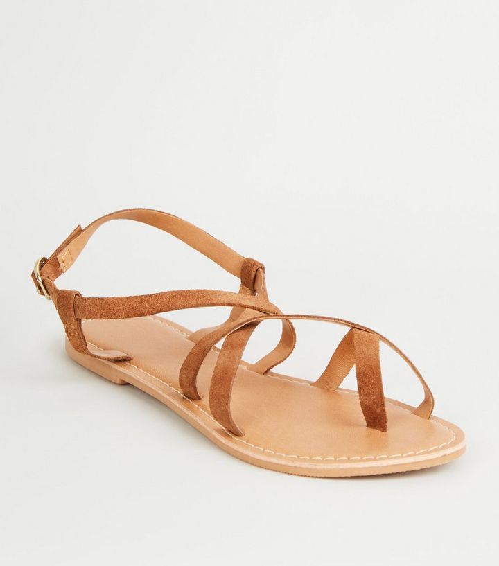 Tan Suede Multi Strap Flat Sandals | New Look | New Look (UK)