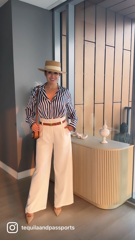 Striped blouse 
White trousers 
Vacation outfits 
Summer outfits 
White shorts 

#LTKSeasonal #LTKstyletip
