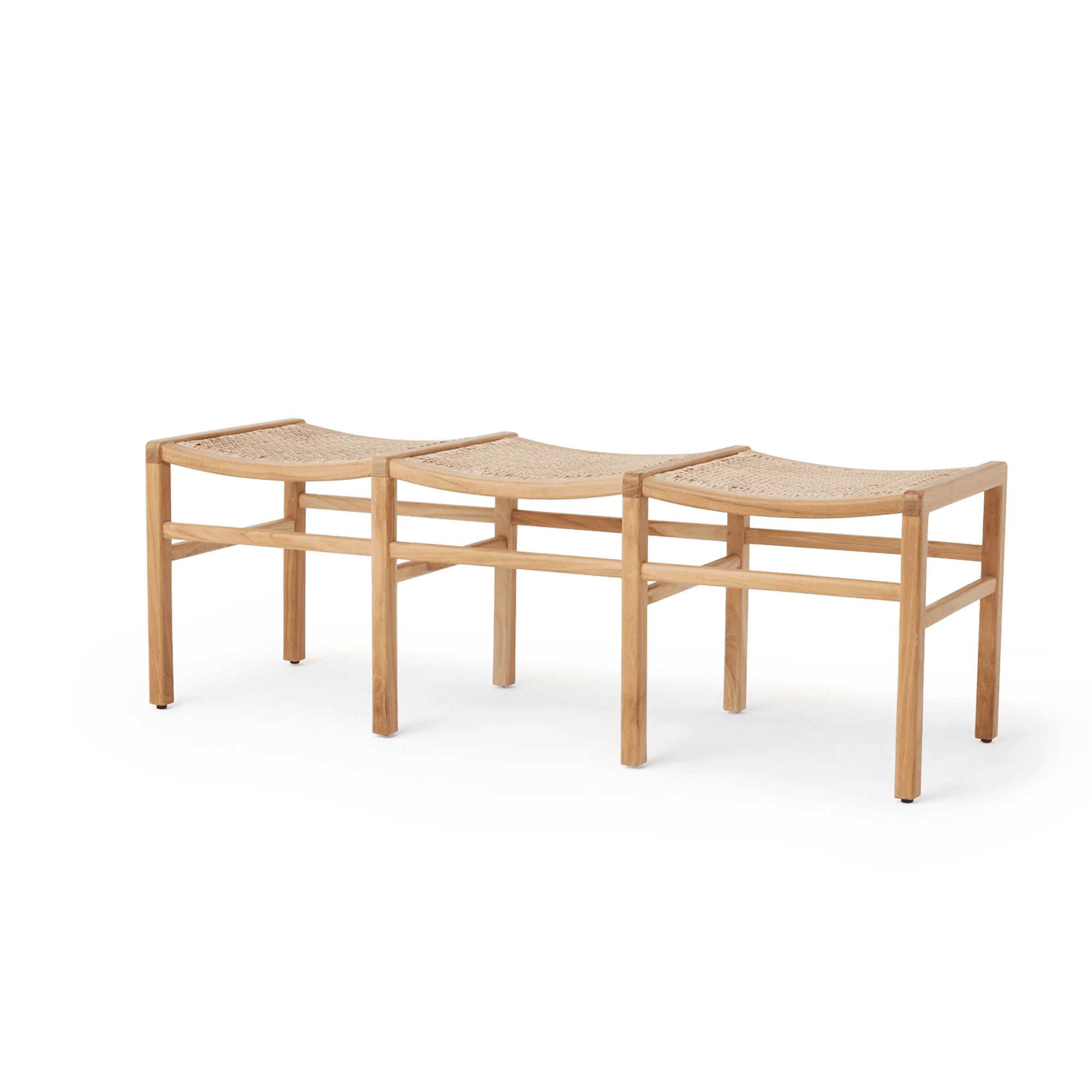 Bench x Pure Salt - Bench in Teak with Woven Rattan | Hati Home