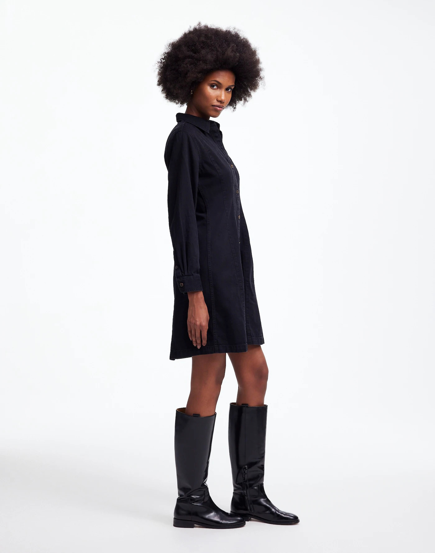 Denim Seamed Mini Dress in Washed Black | Madewell