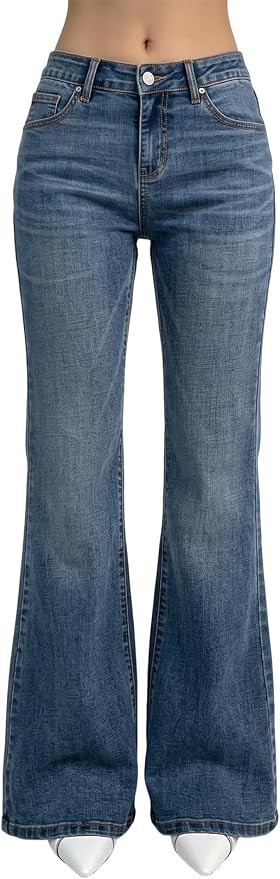 Dokotoo Women's Flare Bell Bottom Jeans Wide Leg Stretchy Denim Pants | Amazon (US)