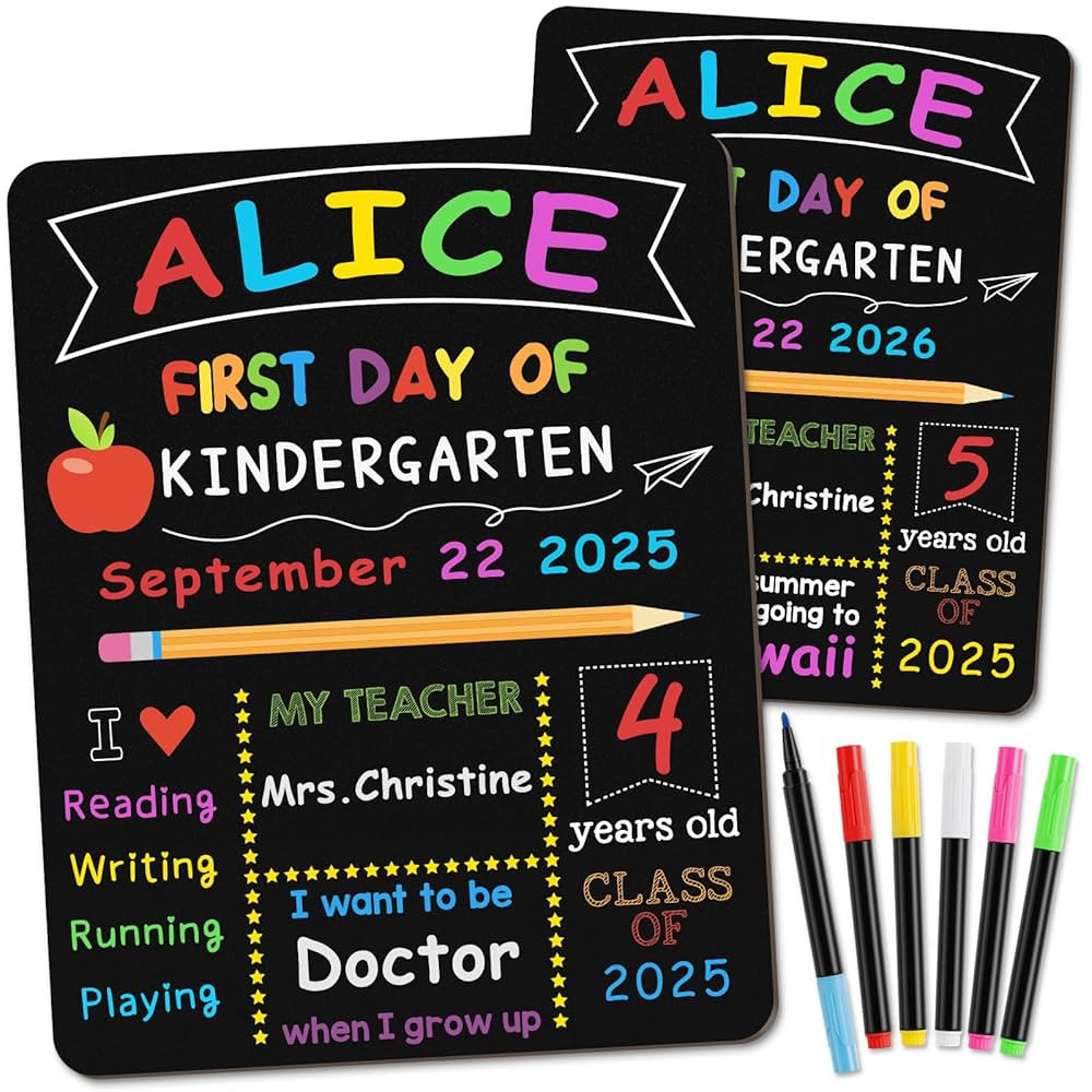 First & Last Day of School Board, 10.3 x 13 Inch Double Sided Back to School Sign for Kids/Girls/... | Amazon (US)