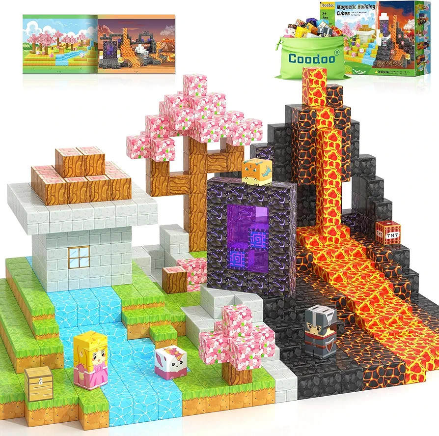 Magnetic Blocks - Build Mine Magnet World Magic Portal Set, Magnetic Tiles 1" Building Blocks Tod... | Amazon (US)