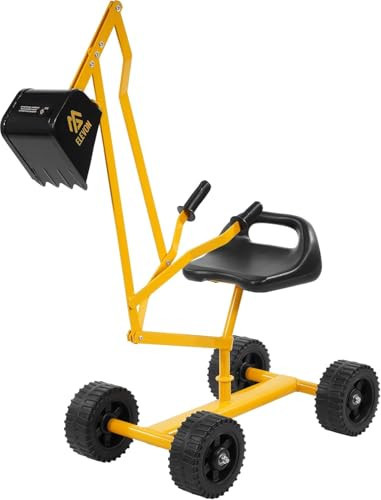 Sand Digger Excavator Toys for Kids Outdoor Sandbox Digger Crane with 360 Degree Rotatable Seat Excavator Ride On Toy Beach Toys Great for Sand Soil and Snow Steel Outdoor Play Toys - Yellow | Amazon (US)