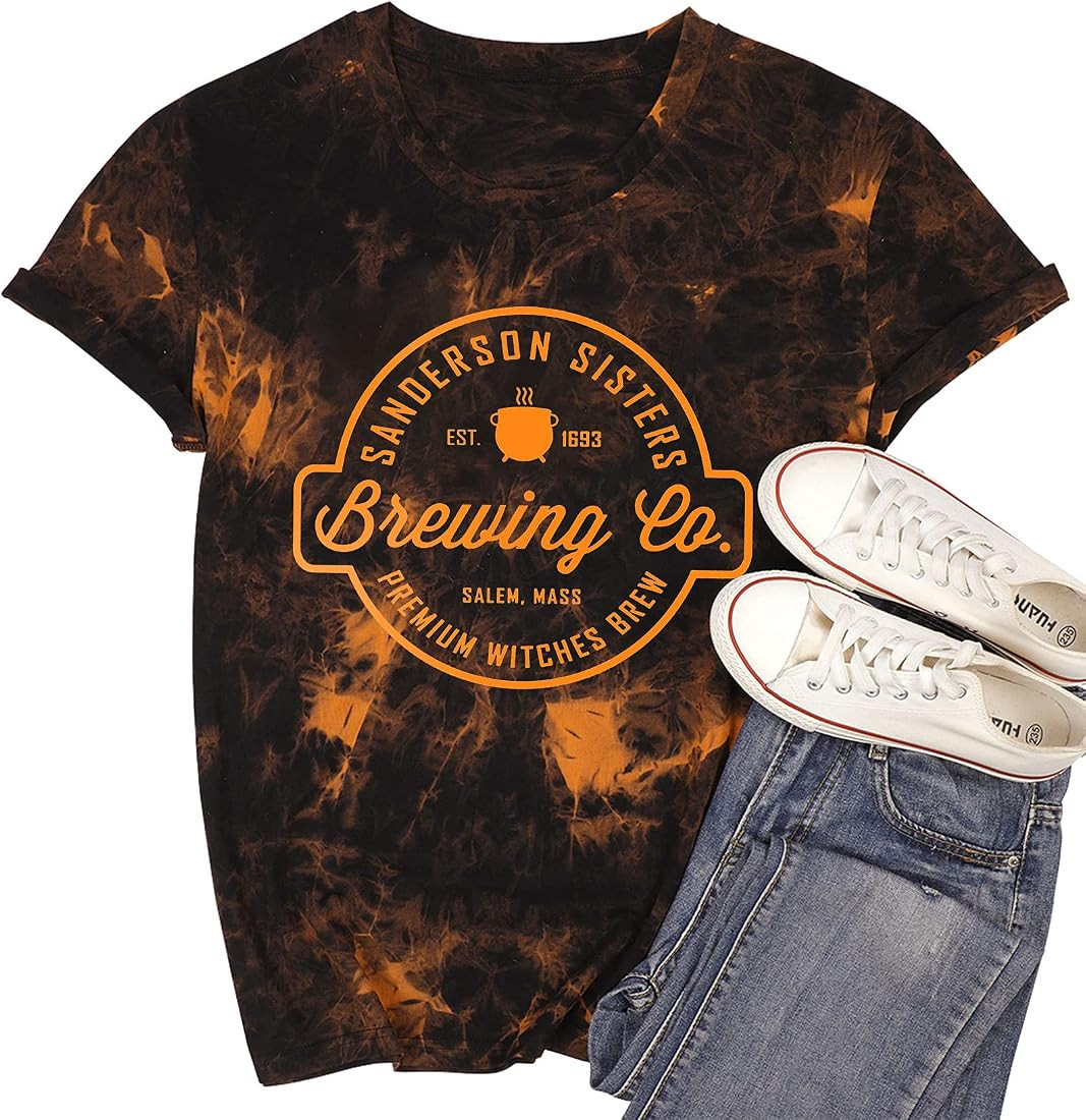 Halloween T Shirt Women Cute Graphic Tops Tees Casual Short Sleeve Holiday Shirts Top | Amazon (US)