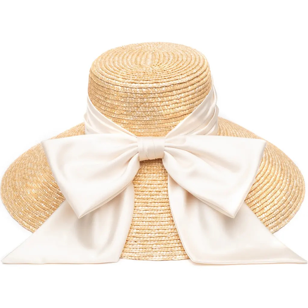 Eugenia Kim Mirabel Bow Straw Sun Hat in Natural at Nordstrom | Nordstrom