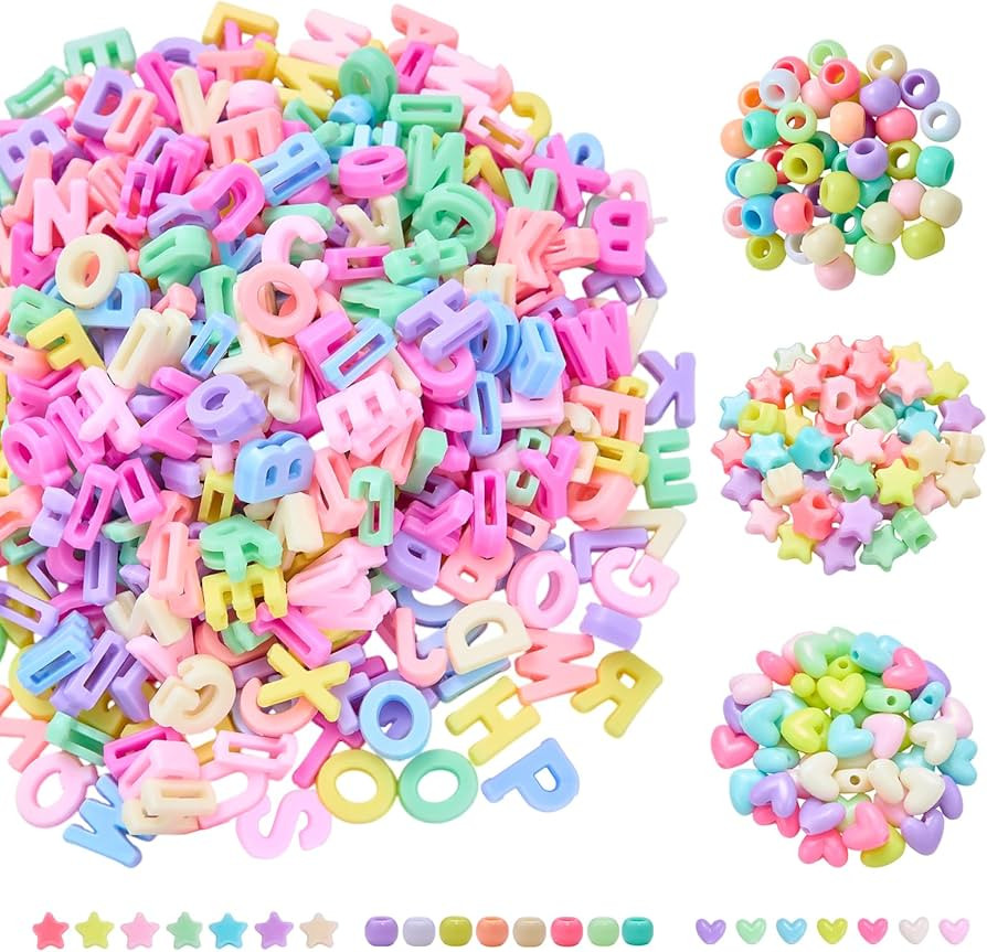 Ornaland 750Pcs Bubble Large Alphabet Letter Beads for Jewelry Making Mixed Acrylic Plastic Heart... | Amazon (US)