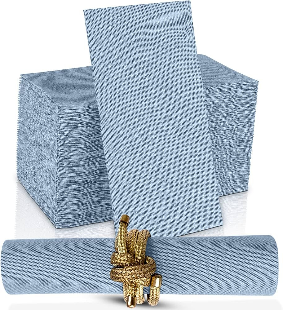 Amazon.com: Disposable Cloth-Like Paper Napkins, 200 Pack 12" x 17" Linen-Feel Blue Denim Dinner ... | Amazon (US)
