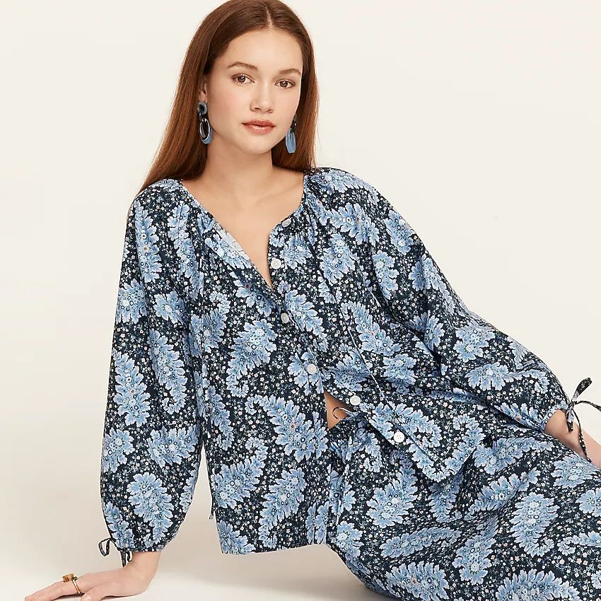 Collection tie-sleeve button-front top in Ratti® Pacific paisley | J.Crew US