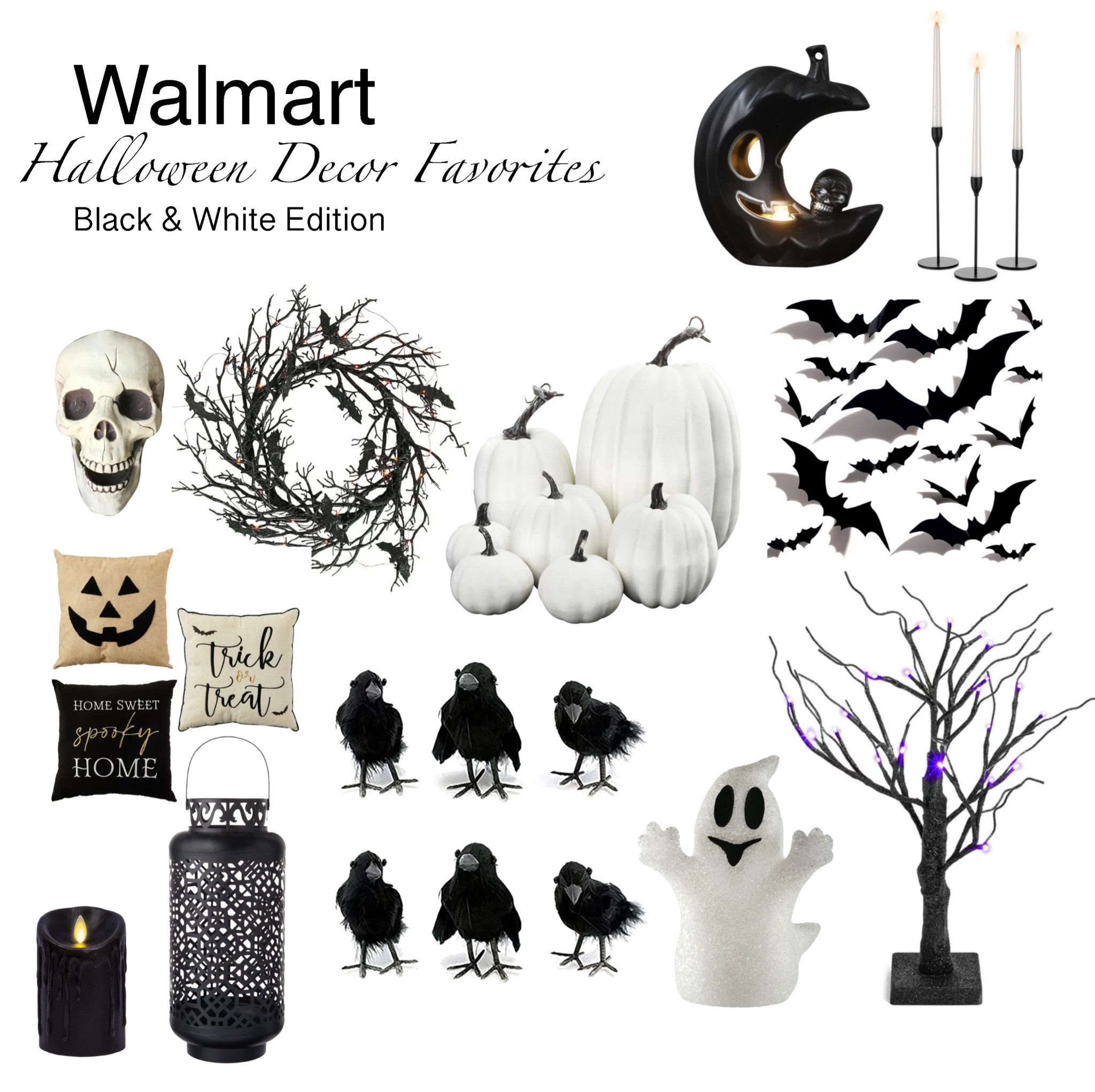 Black and white Walmart favorite Halloween Home decor
#halloweendecor #halloweendecorideas
#blackandwhitedecor #halloween #spookydecor

#LTKSeasonal #LTKhome #LTKHalloween