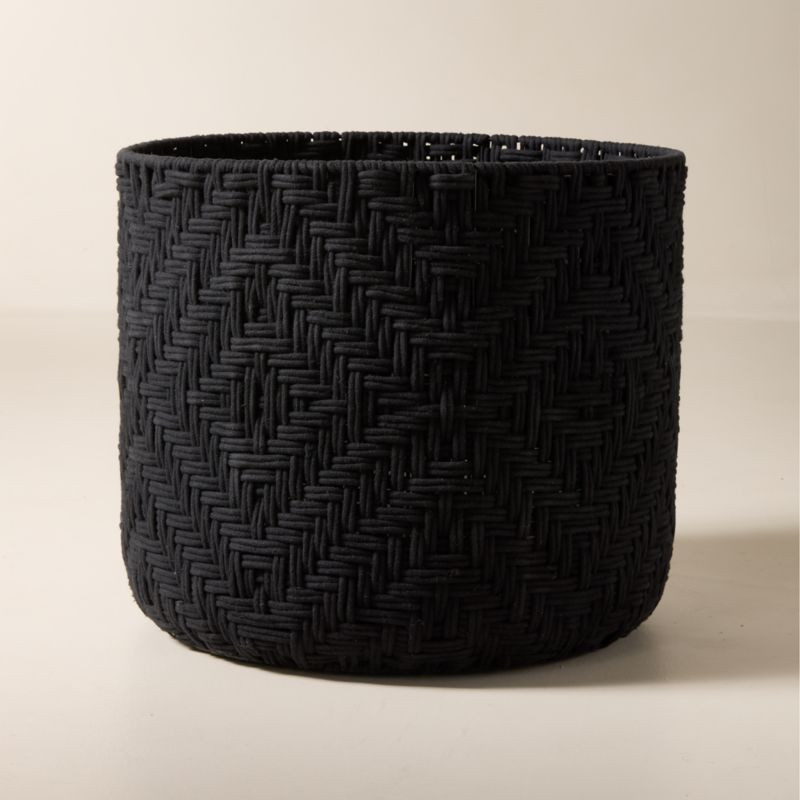 Rowen Handwoven Round Black Cotton Storage Basket XL + Reviews | CB2 | CB2