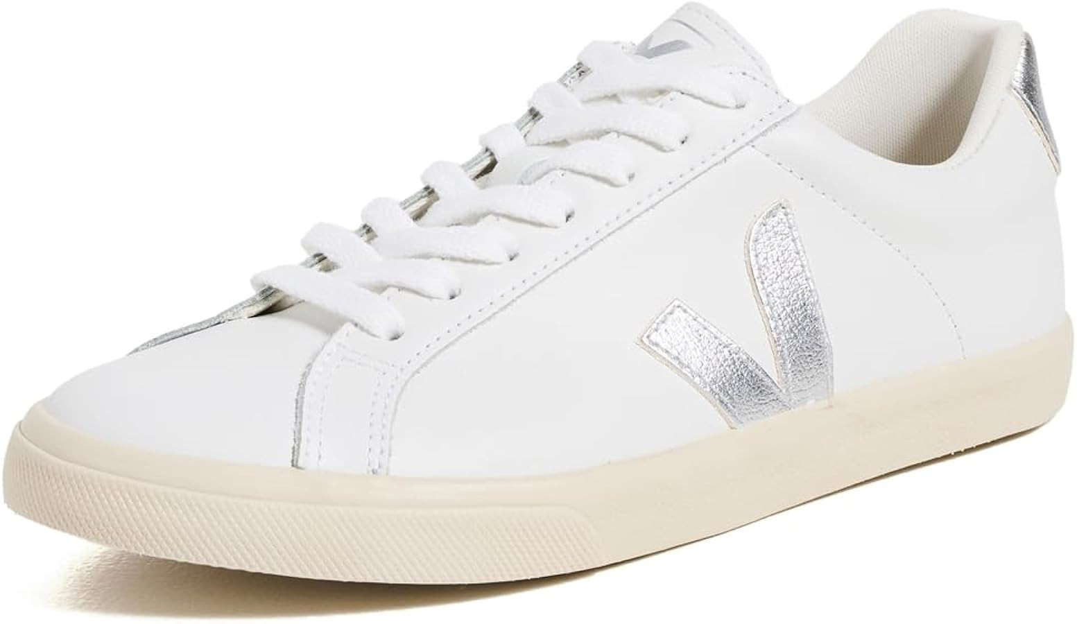 Amazon.com | Veja Women's Esplar Leather Sneakers, Extra-White/Silver, 6 Medium US | Fashion Snea... | Amazon (US)
