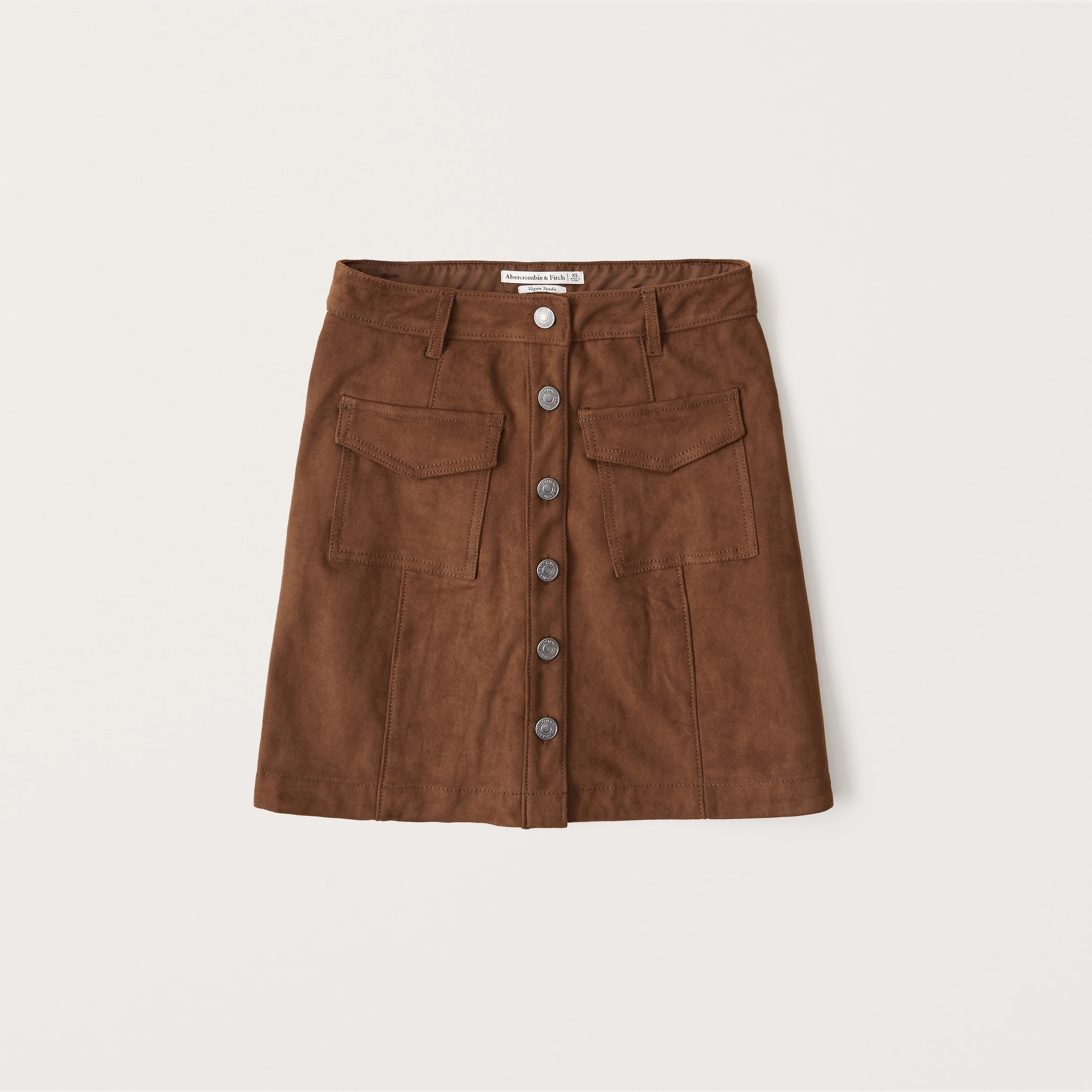 Women's Vegan Suede Button-Through Mini Skirt | Women's Bottoms | Abercrombie.com | Abercrombie & Fitch (US)