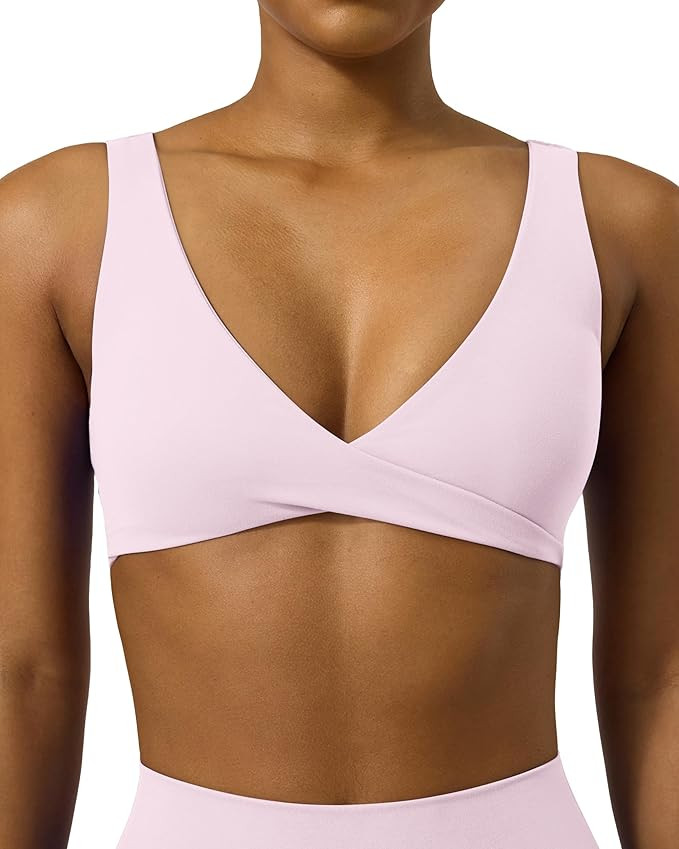 PAVOI ACTIVE Twist Front Sports Bra for Women - Two Ways Customizable Coverage Workout V Plunge F... | Amazon (US)