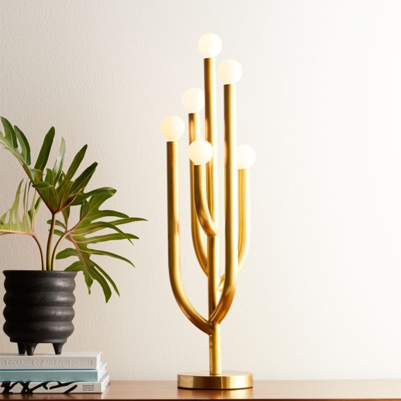 Cacti Glow Brass Table Lamp + Reviews | CB2 | CB2