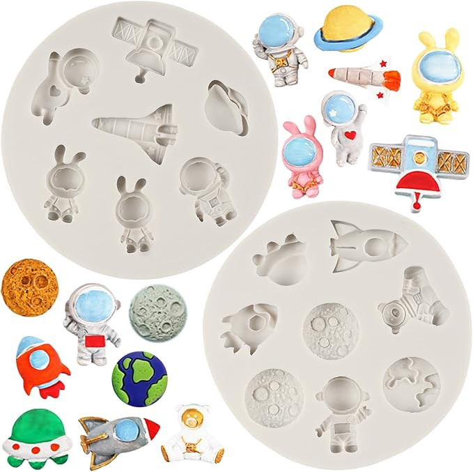 Astronaut Fondant Molds Rocket Planet Silicone Mold For Space Themed Party Cake Decoration Baby S... | Amazon (US)