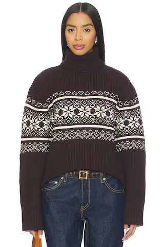 Lovers and Friends Chesca Fair Isle Turtle Neck Sweater in Brown & Ivory from Revolve.com | Revolve Clothing (Global)