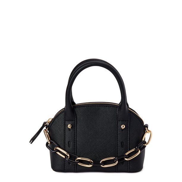 No Boundaries Mini Dome Crossbody Bag with Chain Accent-Black | Walmart (US)