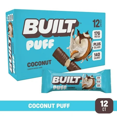 BUILT Bar, Protein Bars, Coconut Puff, 12 Count Box | Walmart (US)
