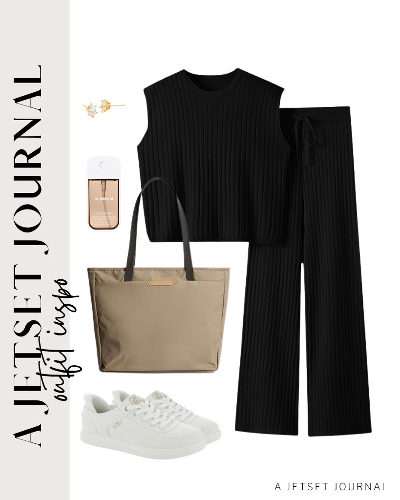 This black matching outfit from Imily Bela is really classy! You can effortlessly style it with a Bellroy Tokyo tote and stud earrings from Kendra Scott. Step into these white sneakers from Skechers to complete the fit.


#LTKSeasonal #LTKSaleAlert #LTKTravel 

 
