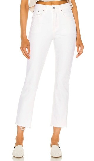 GRLFRND Karolina High Rise Straight Crop Jeans in White. - size 32 | Revolve Clothing (Global)