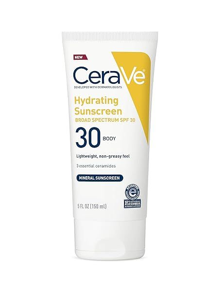 CeraVe 100% Mineral Sunscreen SPF 30 | Body Sunscreen with Zinc Oxide & Titanium Dioxide for Sens... | Amazon (US)