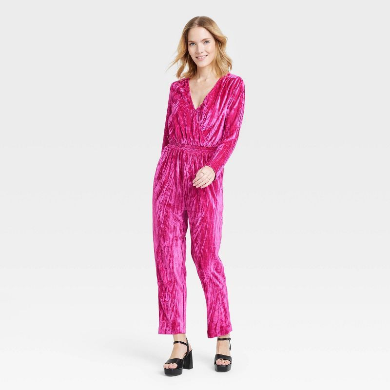 Women's Bell Long Sleeve Velour Jumpsuit - A New Day™ | Target